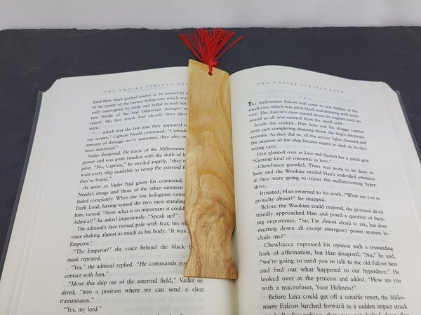Handmade Wooden Bookmark in a book