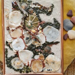 Irish Shores -Handmade seashell collage wall art in resin