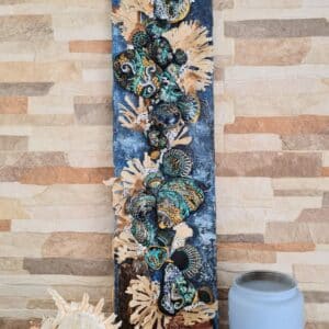 original mixed media sea shell wall art